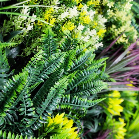 Détail du feuillage haie artificielle brise vue le tropic
