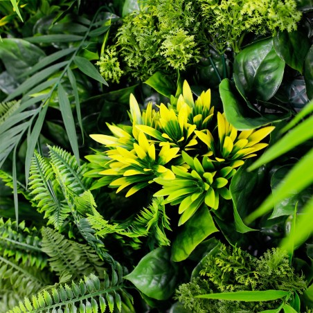 Gros plan Exotik panneau végétal artificiel feuillage dense