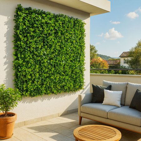 Mur végétal artificiel lierre dense occultant brise vue carré 1x1m