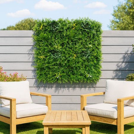 1m² de Panneau végétal synthétique Fougère-Dense  mise en extérieur