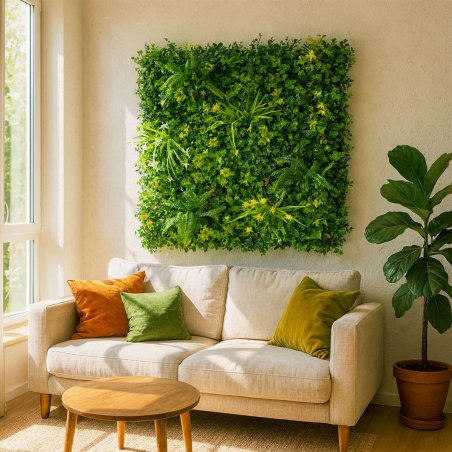 Faux mur végétal dense, lot de 10 pour intérieur, ambiance naturelle