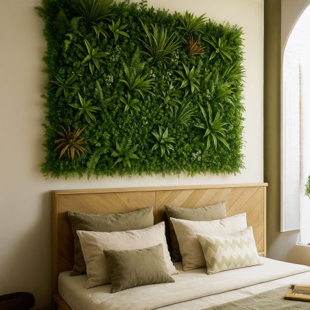 Faux mur végétal Savane 1m² feuillage luxuriant