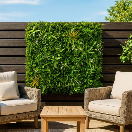 Lot 5 Savane, mur végétal artificiel ultra dense 1m x 1m extérieur