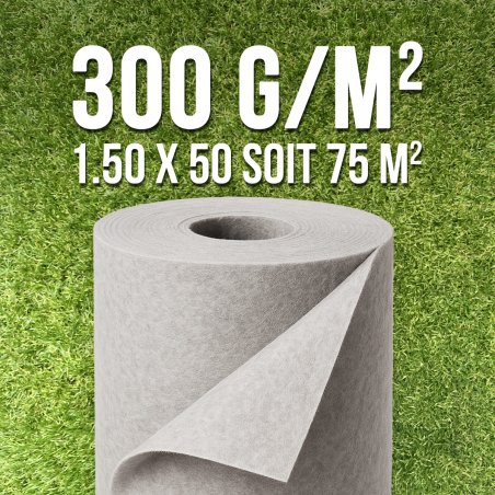 Membrane de Geotextile 300grs 1.5Mx50M soit 75m2 MGS 2