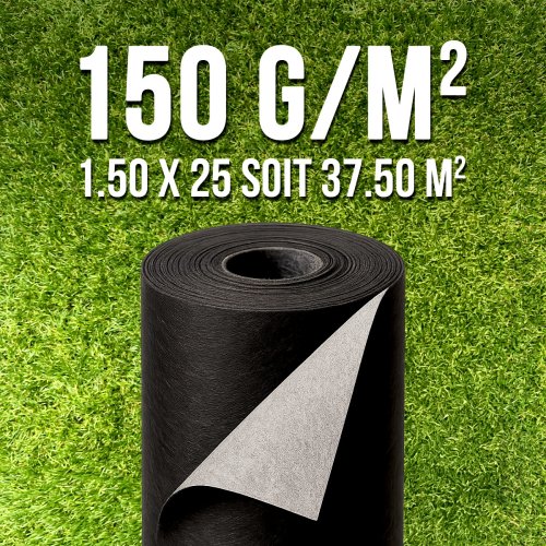 Géotextile 150 g/m² 1,5×25 m MGS – rouleau perméable spécial jardin terrasse