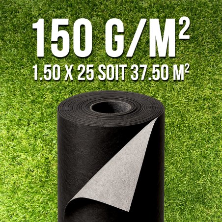 Membrane géotextile 150 g/m² 1,5×25 m MGS – anti-herbes jardin