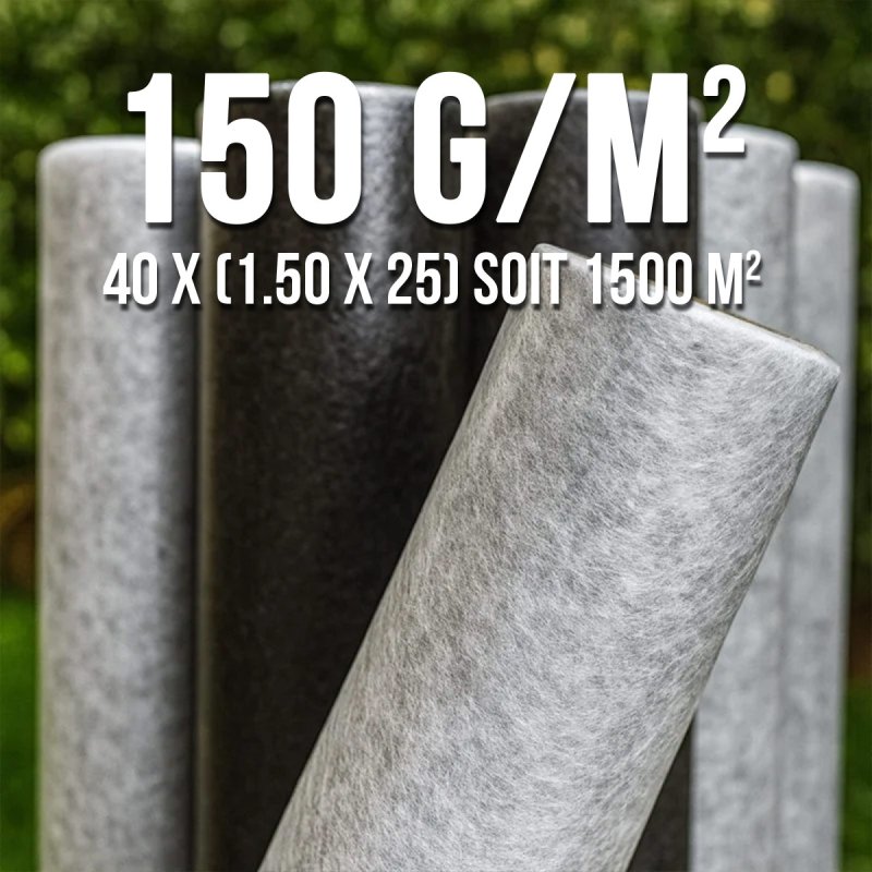 grossiste géotextile LOT DE 40 Rouleaux de Géotextile 150grs 1.5Mx25M